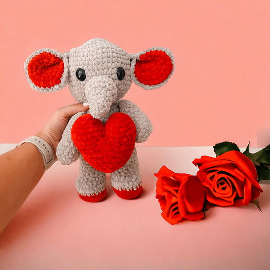 Plush Love Heart Elephant | Handmade Crochet